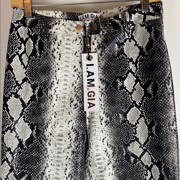New I AM GIA Trousers Snakeprint Brandy Pants Size Medium - Picture 3 of 10